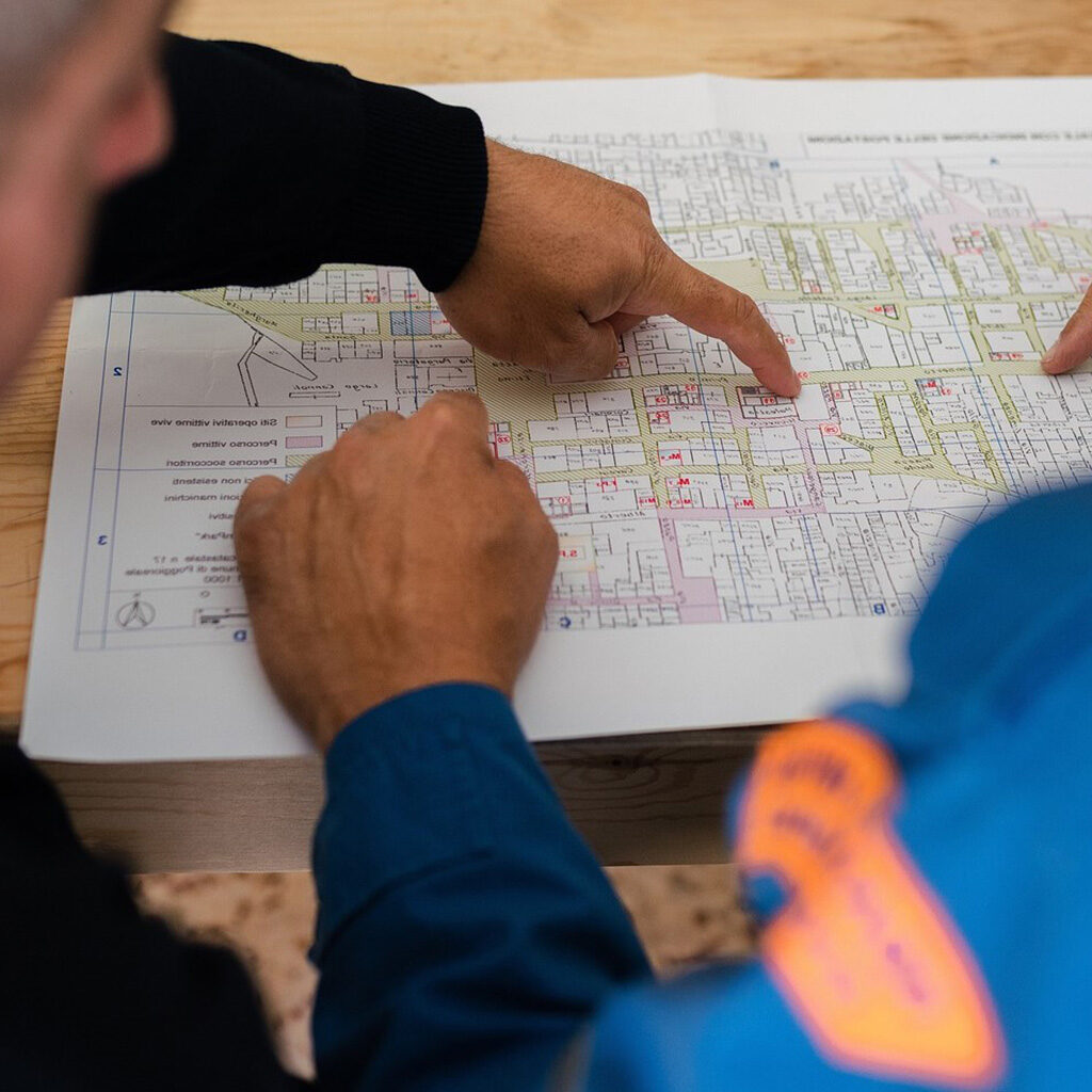 engineer reading a plot plan